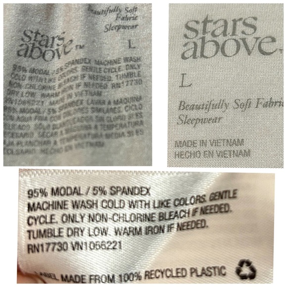 Stars Above, Light Pink 2 Piece Pajama Set, Short Sleeve Top, Capri Pants Size L - Picture 5 of 5